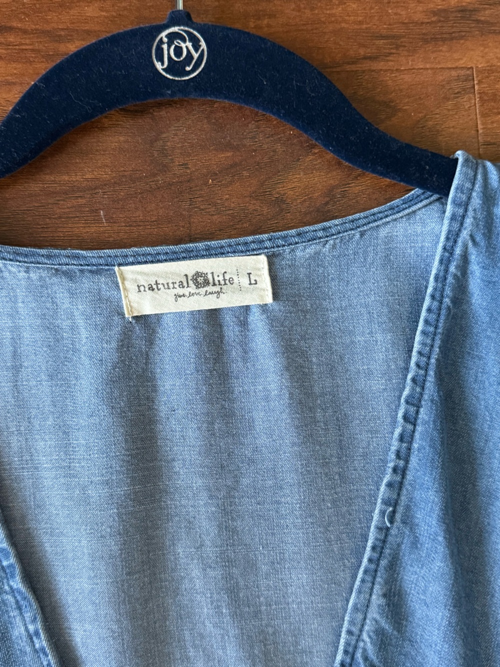 NATURAL LIFE Stella Blue Short-Sleeve V-Neck Dress - Picture 3 of 3